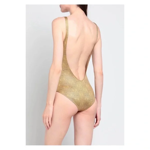 New! MOSCHINO Logo Bear Toy Scoop Open Back One Piece Swimsuit - Picture 4 of 7